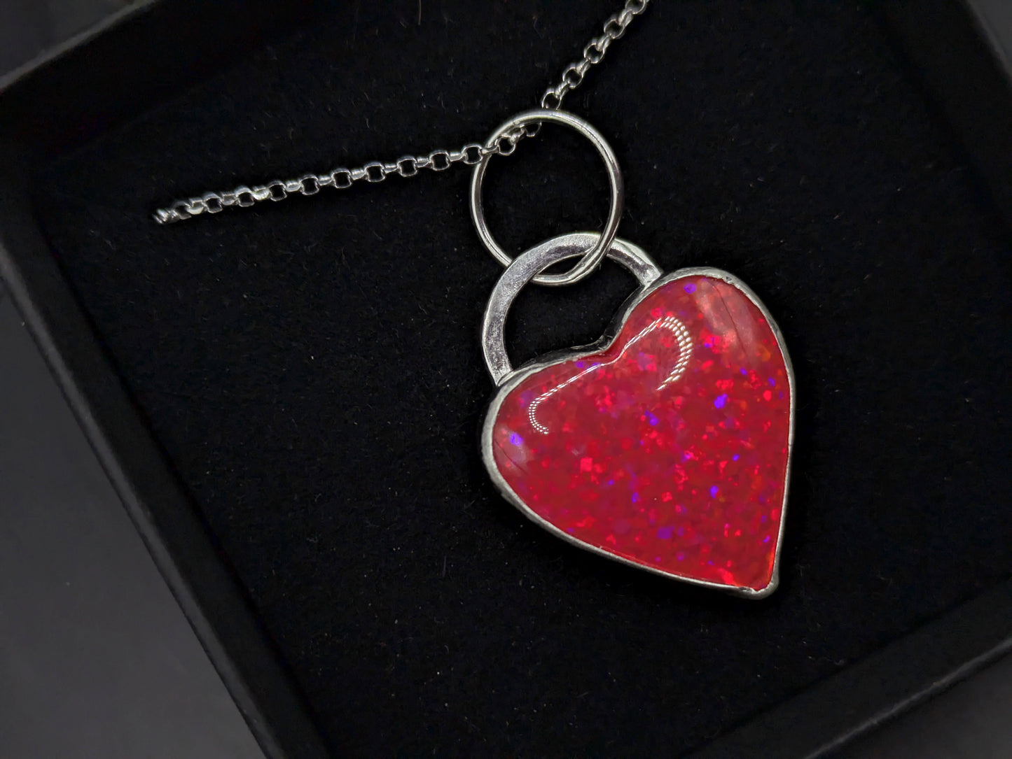 Glitter Opal Heart Pendant