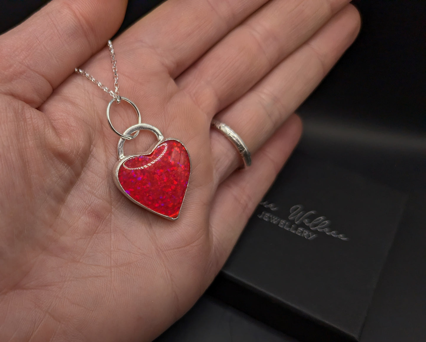 Glitter Opal Heart Pendant