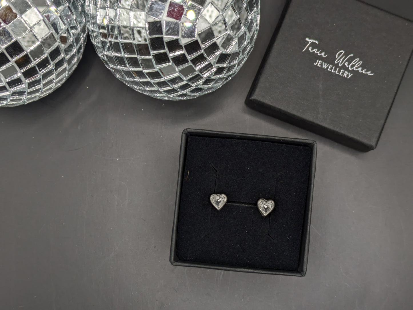 Silver Heart Studs