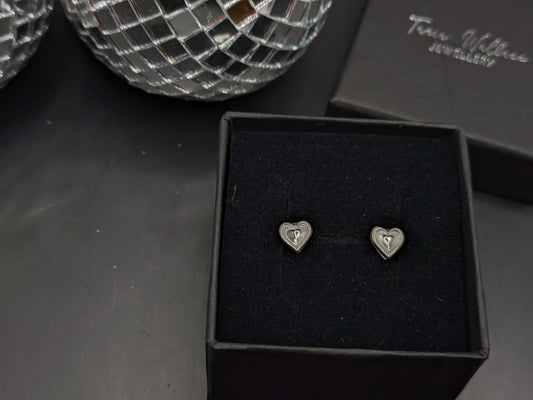 Silver Heart Studs