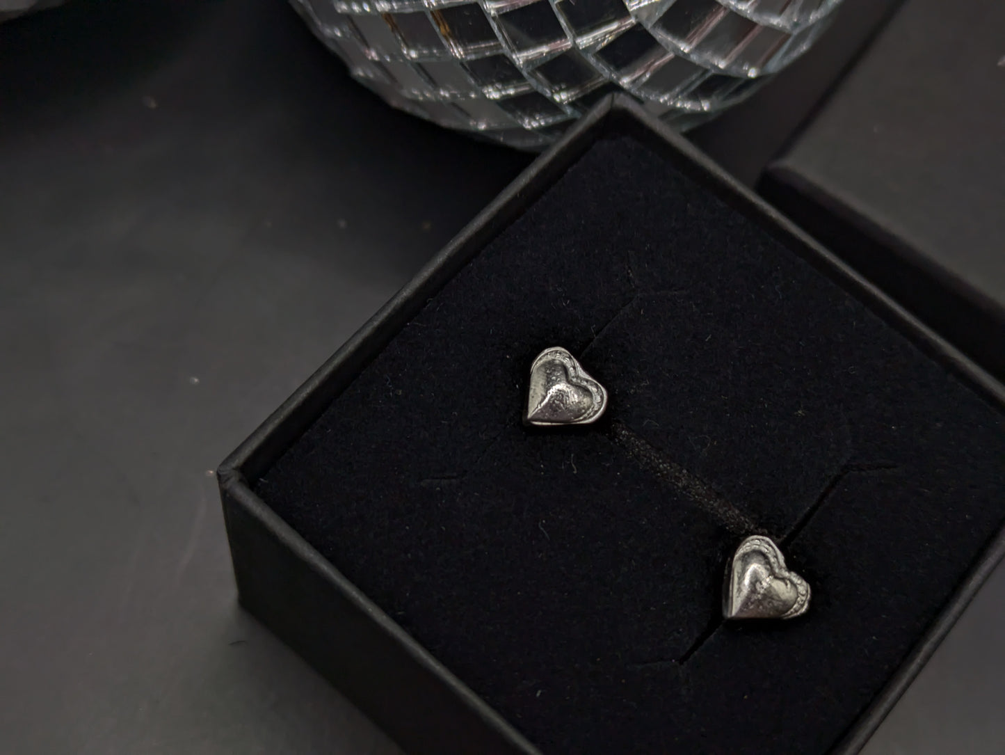 Silver Heart Studs
