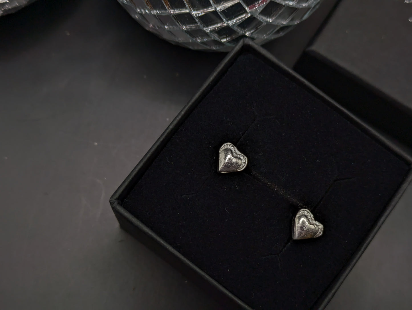 Silver Heart Studs