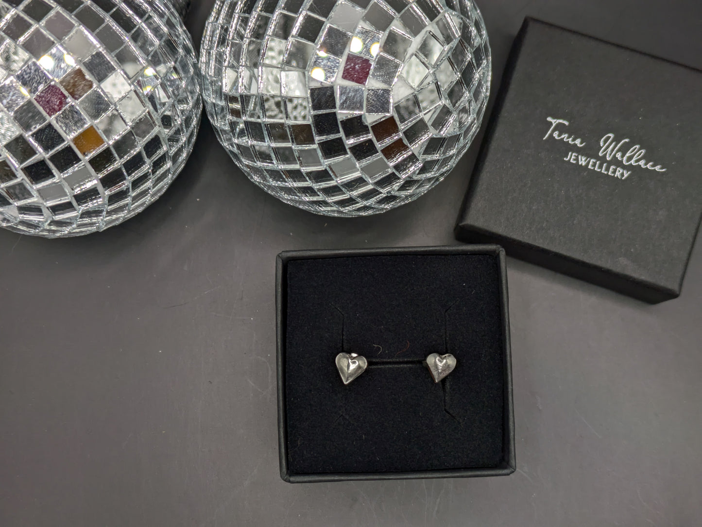 Silver Heart Studs