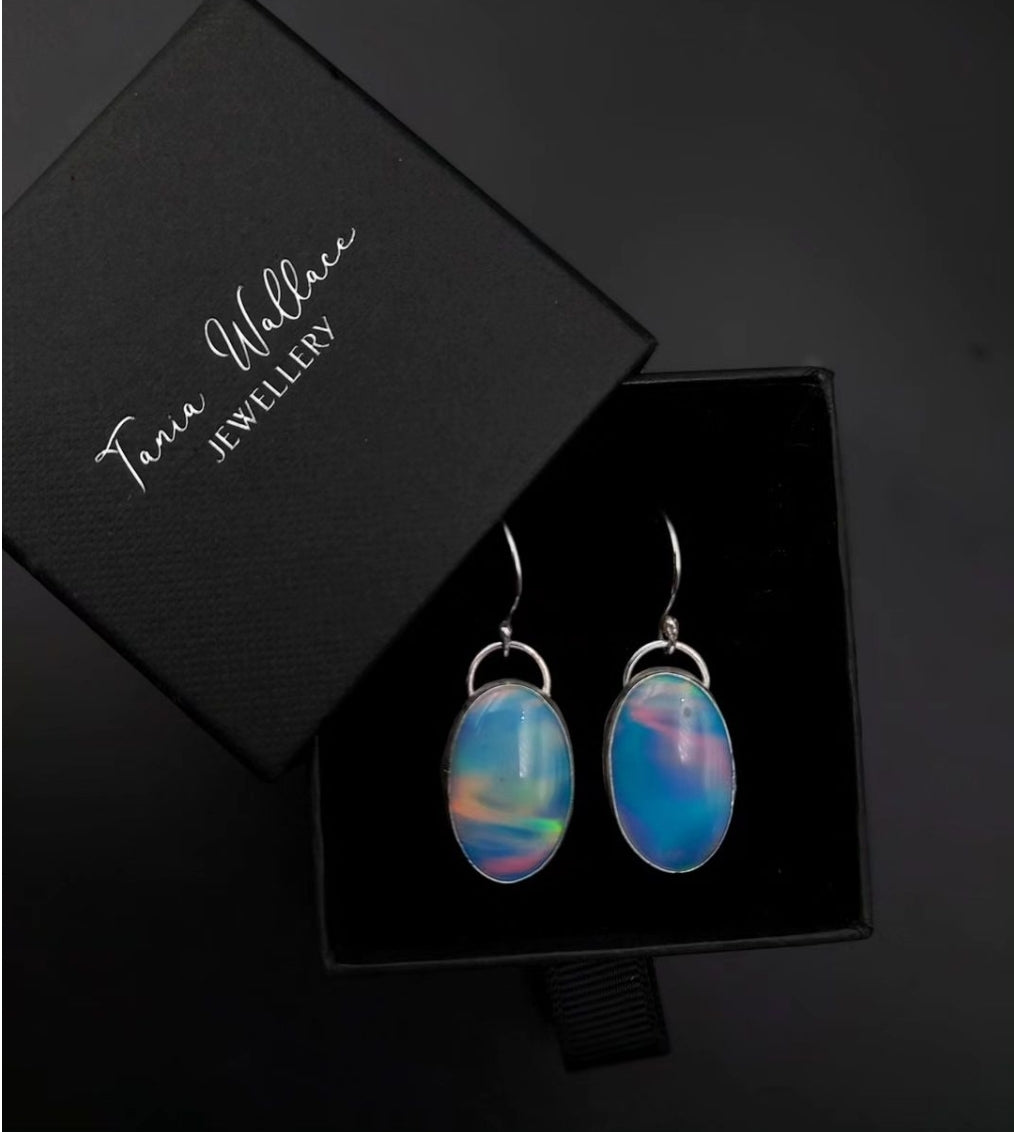 Aurora Opal Sterling Silver Drops