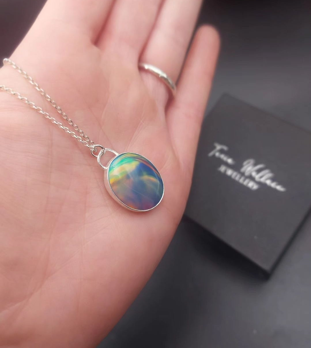 Aurora Opal Oval Pendant
