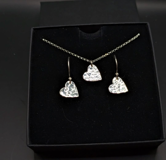 Silver Heart Drop Set