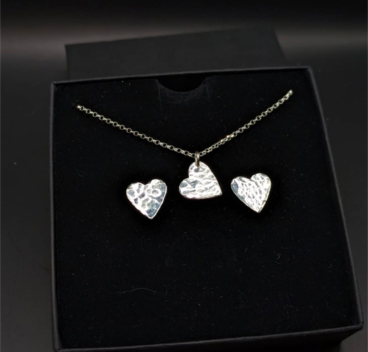 Silver Stud Heart Set