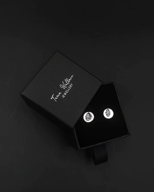 Silver studs with hand stamp