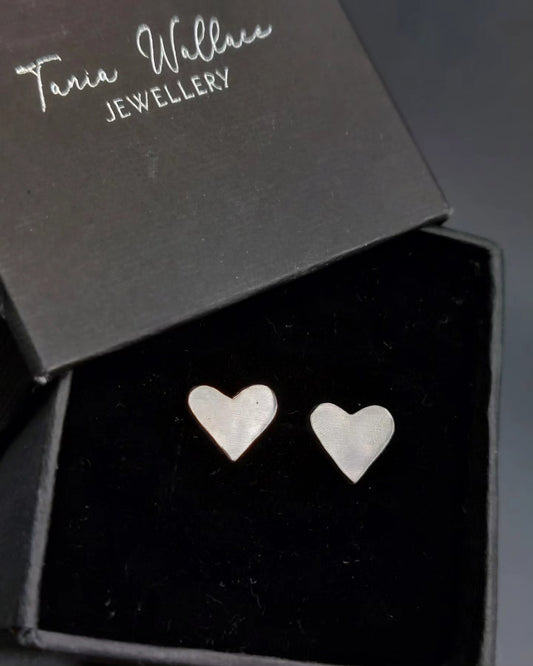 Satin Finish Heart Studs