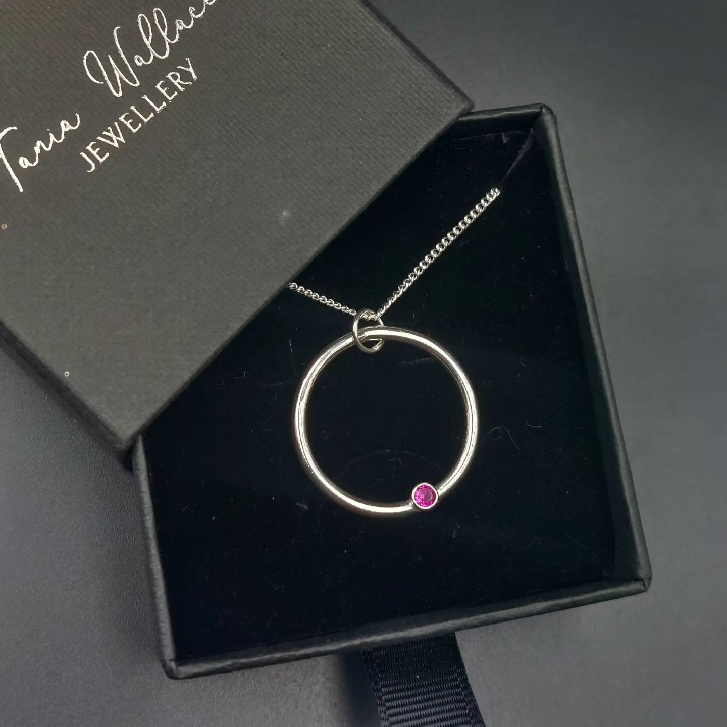 Hoop Pendant With Synthetic Ruby