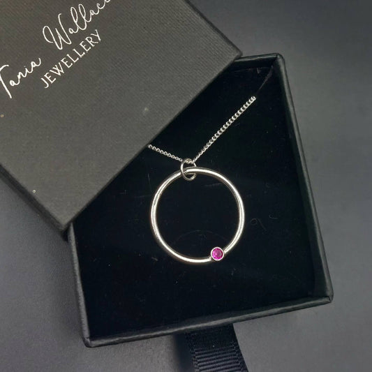 Hoop Pendant With Synthetic Ruby