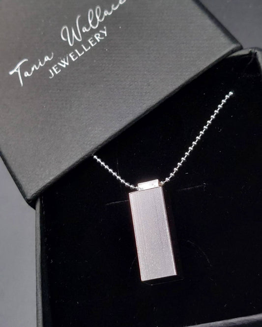 Solid Silver Rectangular Bar Pendant