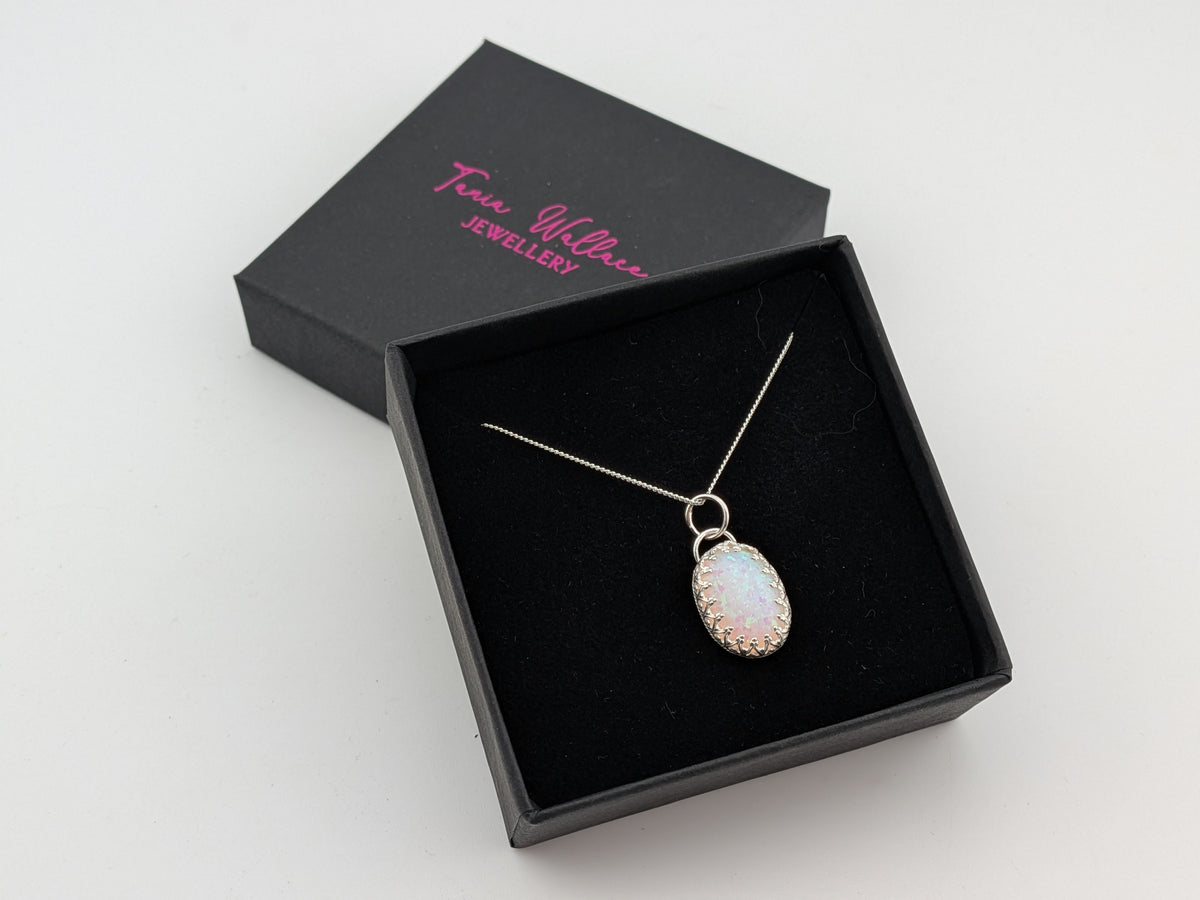 Oval Lab Created Opal Pendant