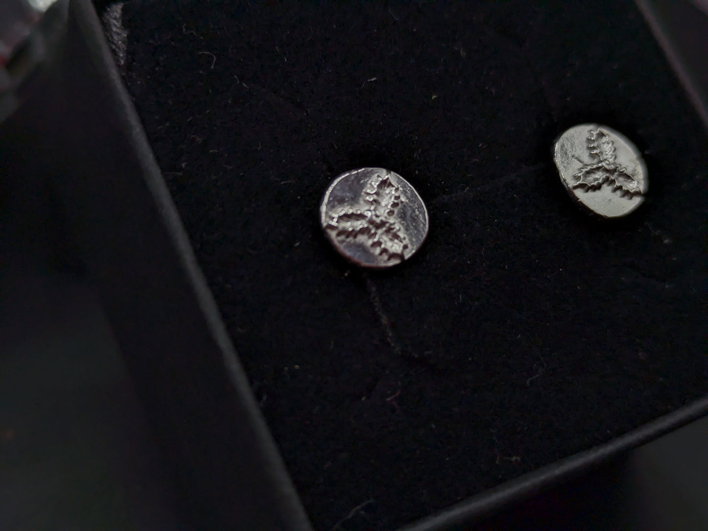 Solid Silver Holly Leaf Studs