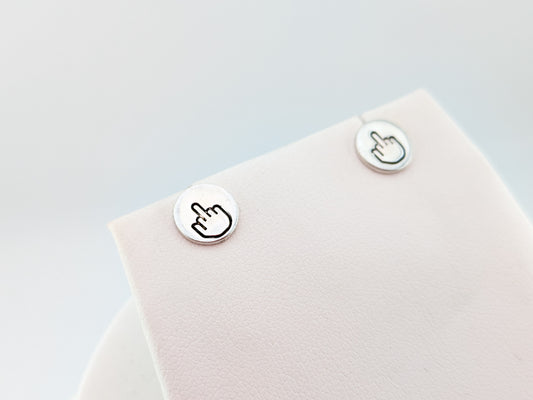 Middle Finger Sterling Silver Studs