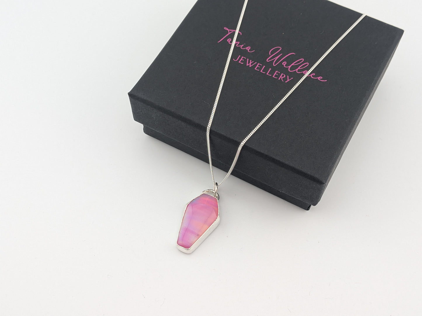 Pink Aurora Opal Coffin Pendant