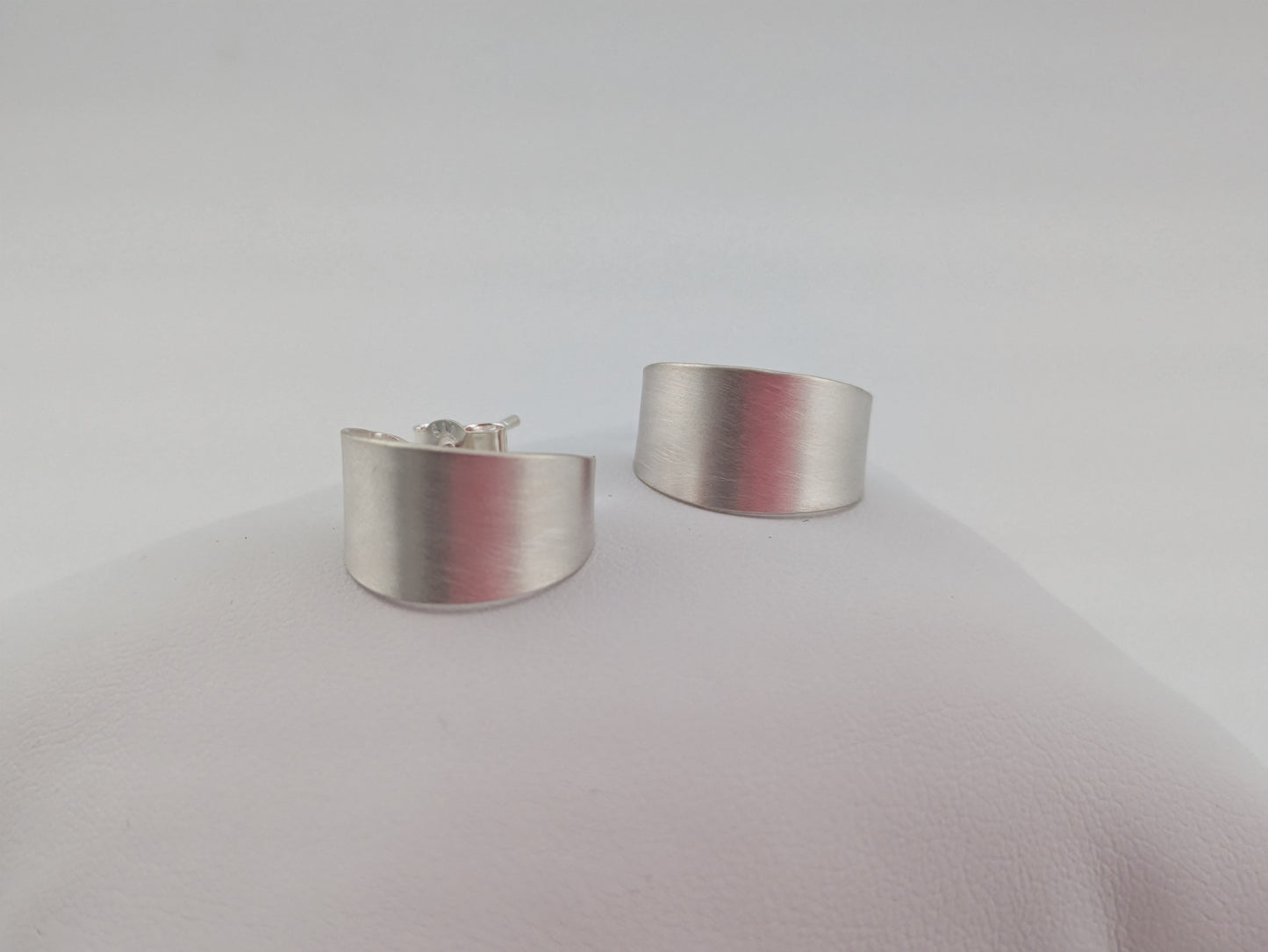 Brushed Silver Hoops