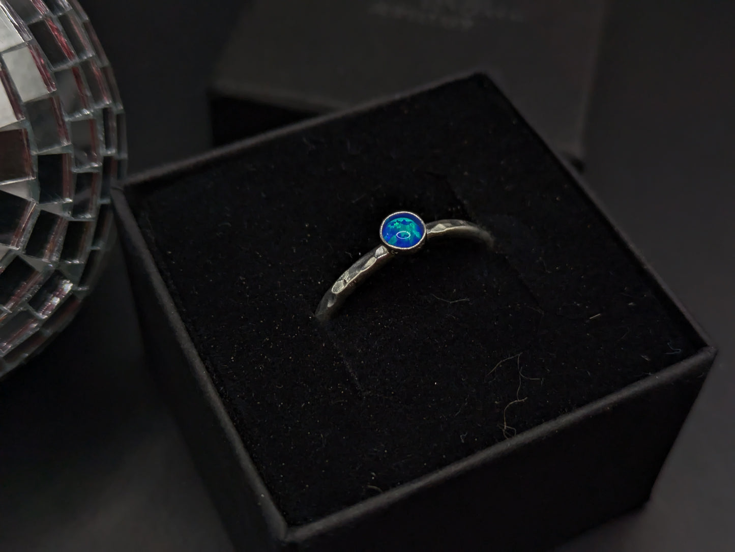 Sterling Silver Band With Ocean Blue Opal