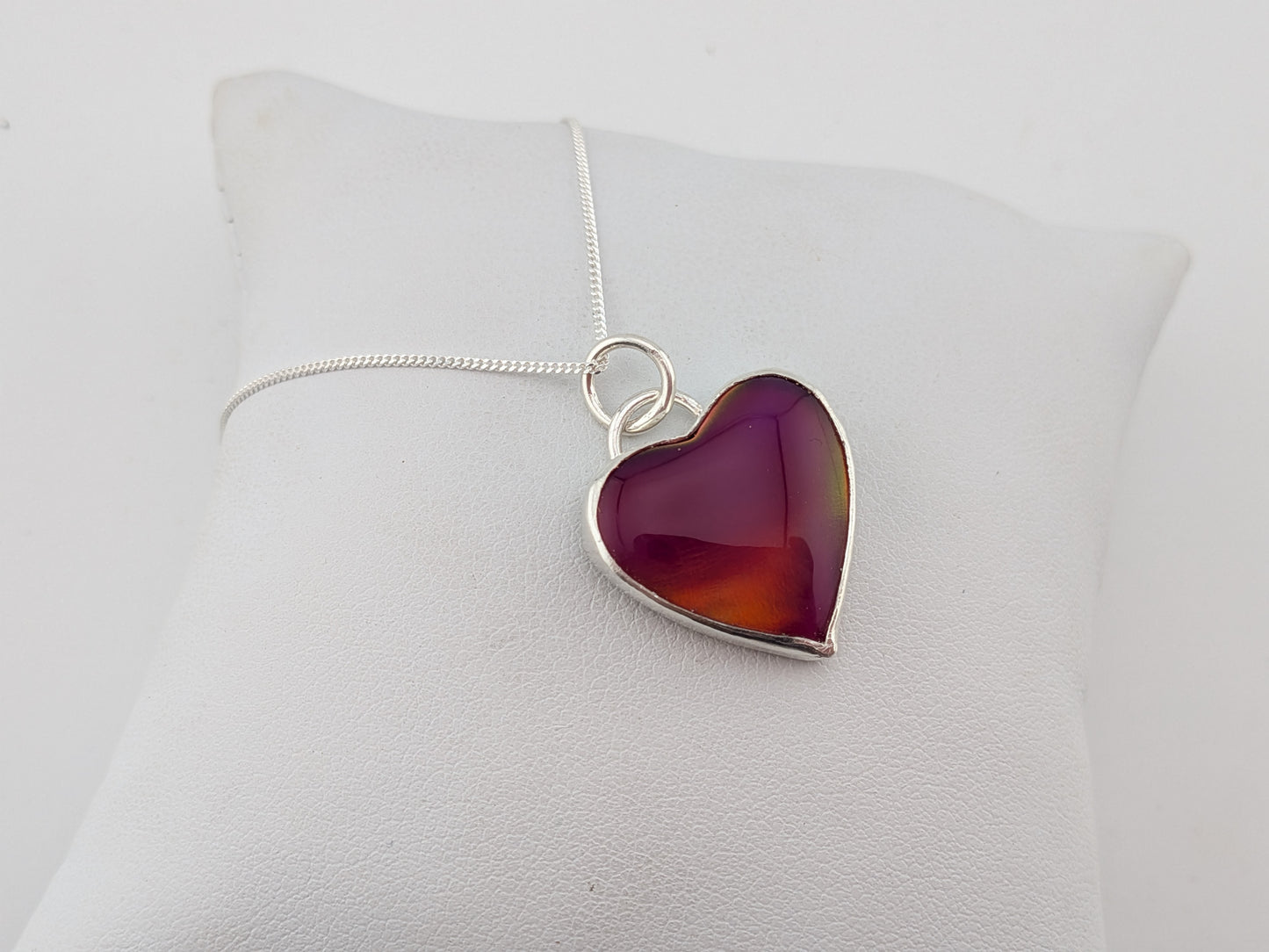 Cherry Red Aurora Opal Heart Pendant