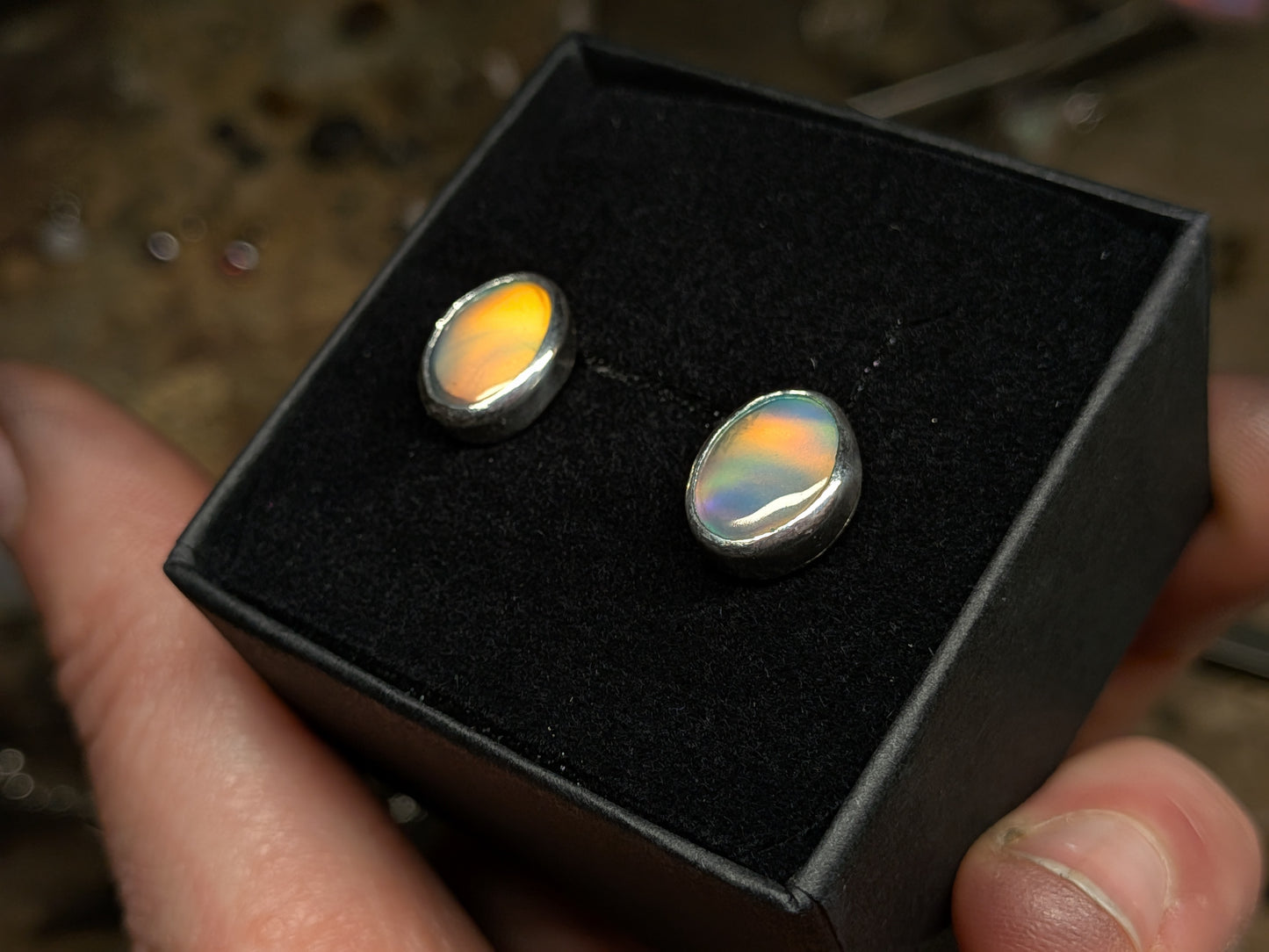 Green Aurora Opal Studs