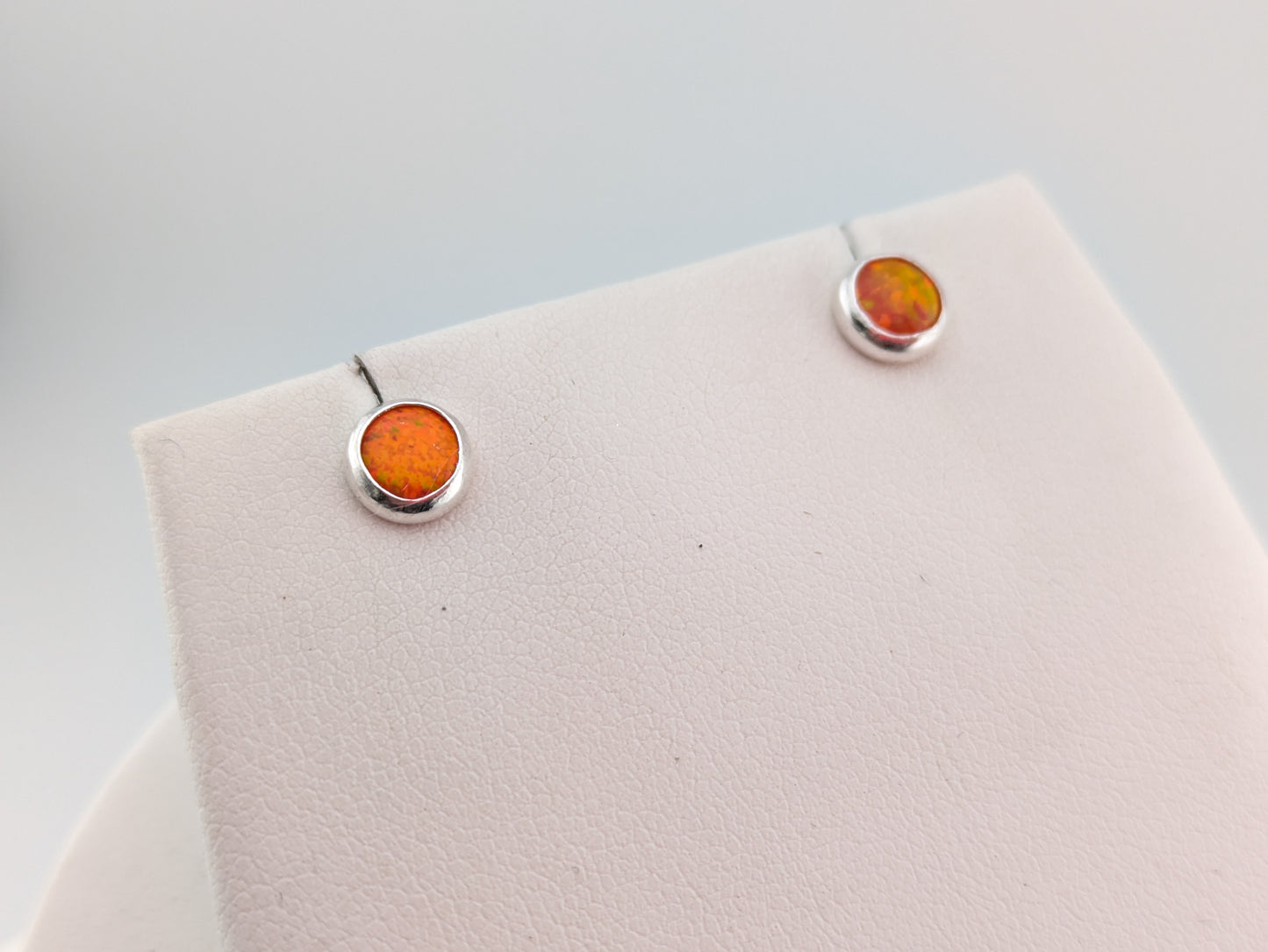 Sunset Flame Lab Opal Sterling Silver Studs