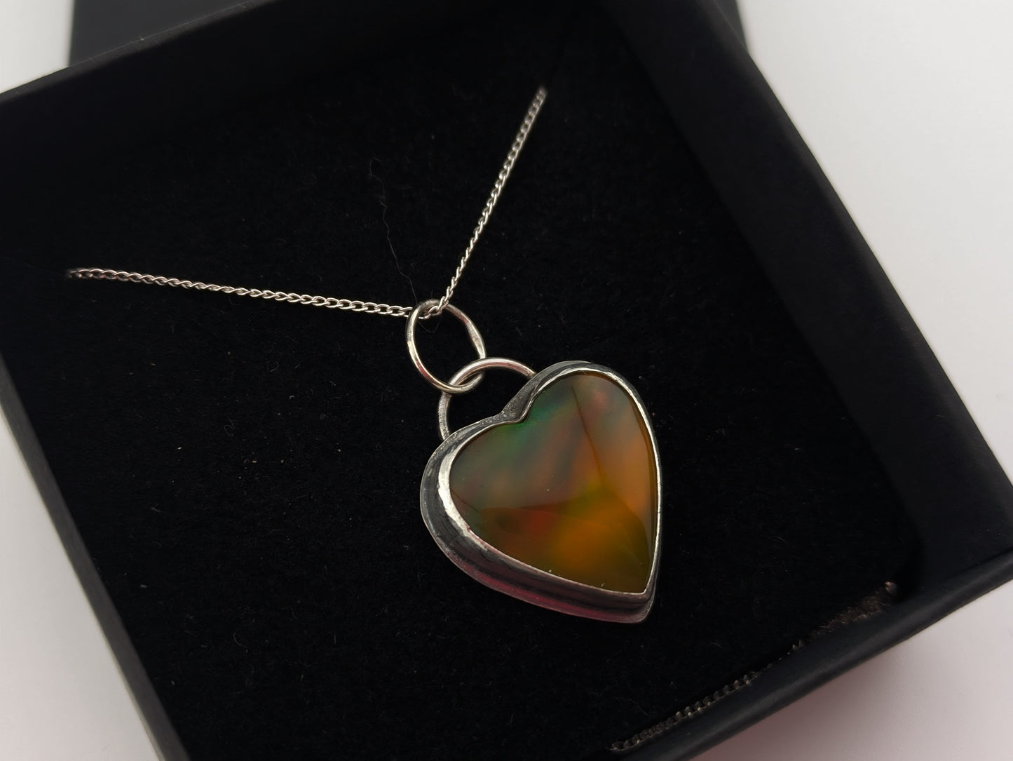 Earthy Aurora Opal Heart Pendant