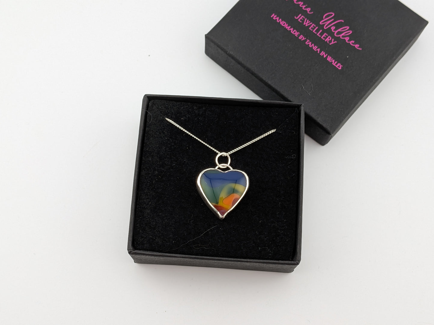 Rainbow Swirl Heart Pendant