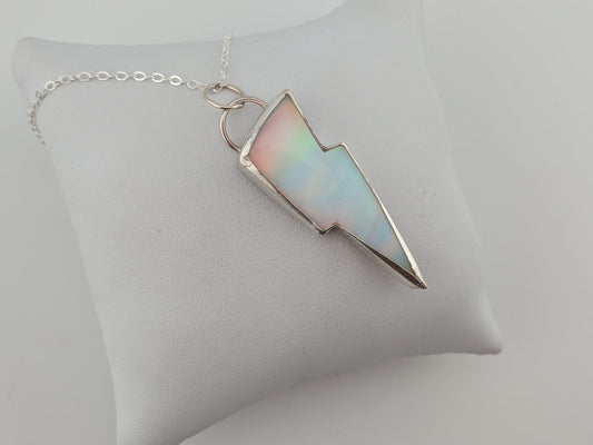 White Iridescent Bolt Pendant