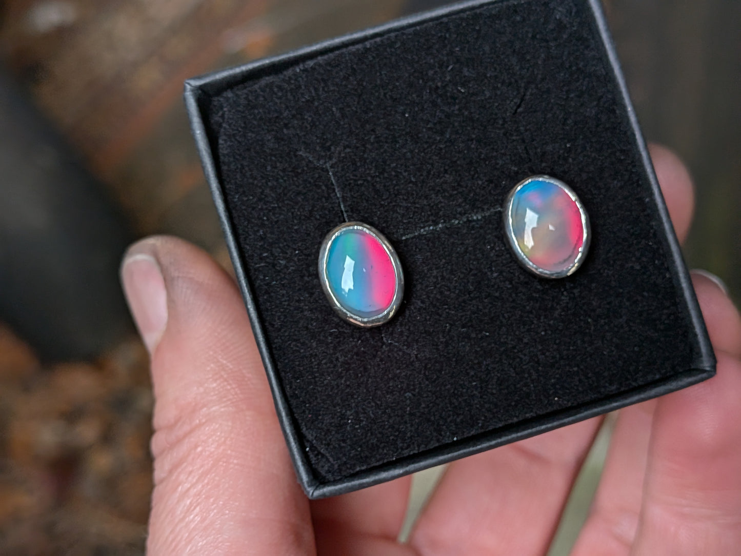 Green Aurora Opal Studs