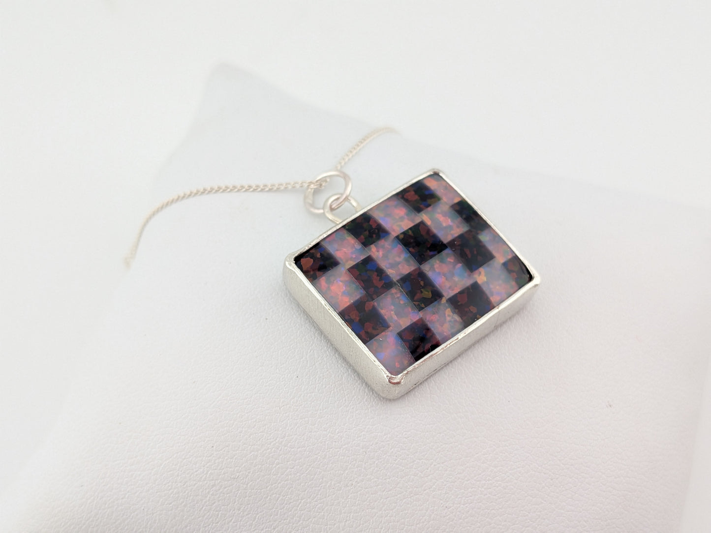 Purple Checkerboard Pendant