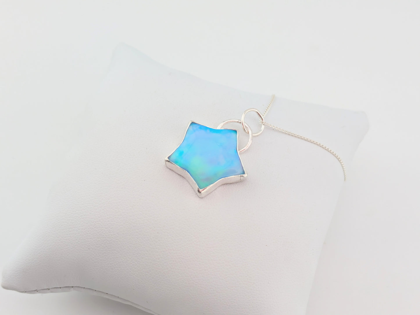 Blue/Green Aurora Opal Star Pendant