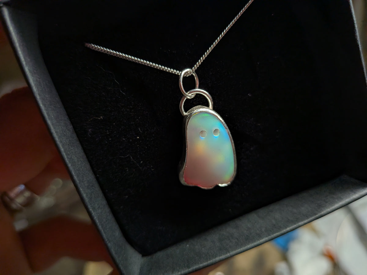 Iridescent Aurora Opal Ghost Pendant