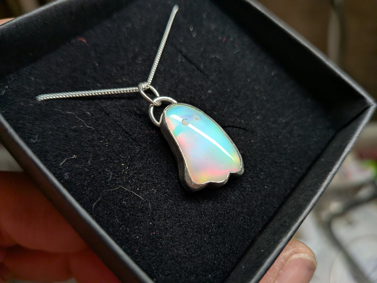 Iridescent Aurora Opal Ghost Pendant