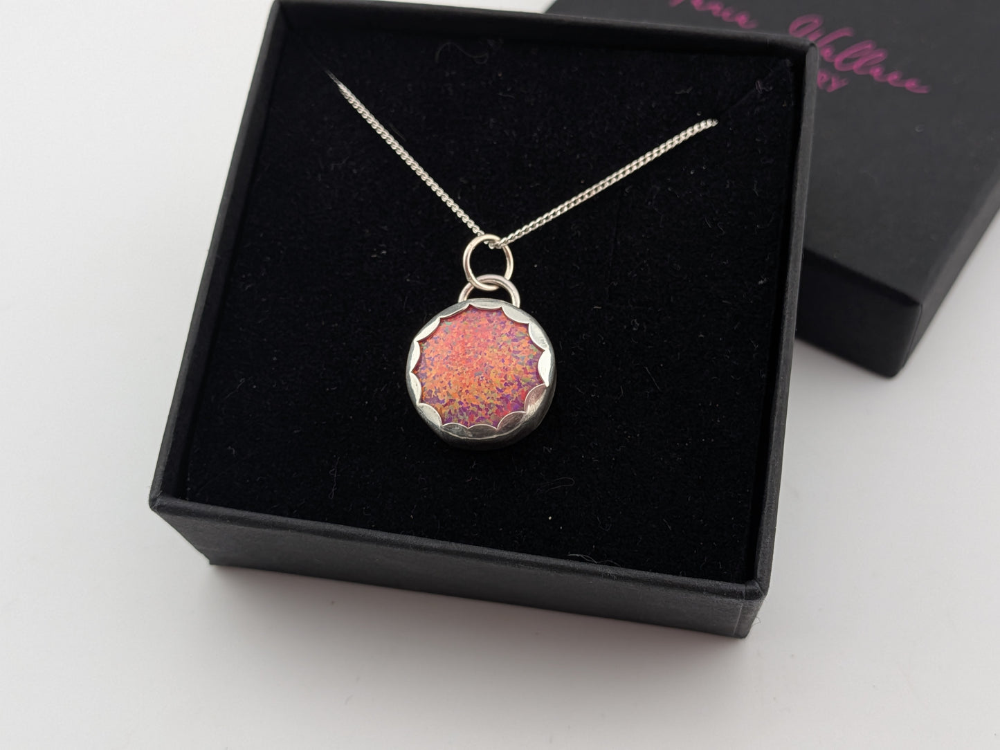 Pink Rainbow Glitter Opal Pendant