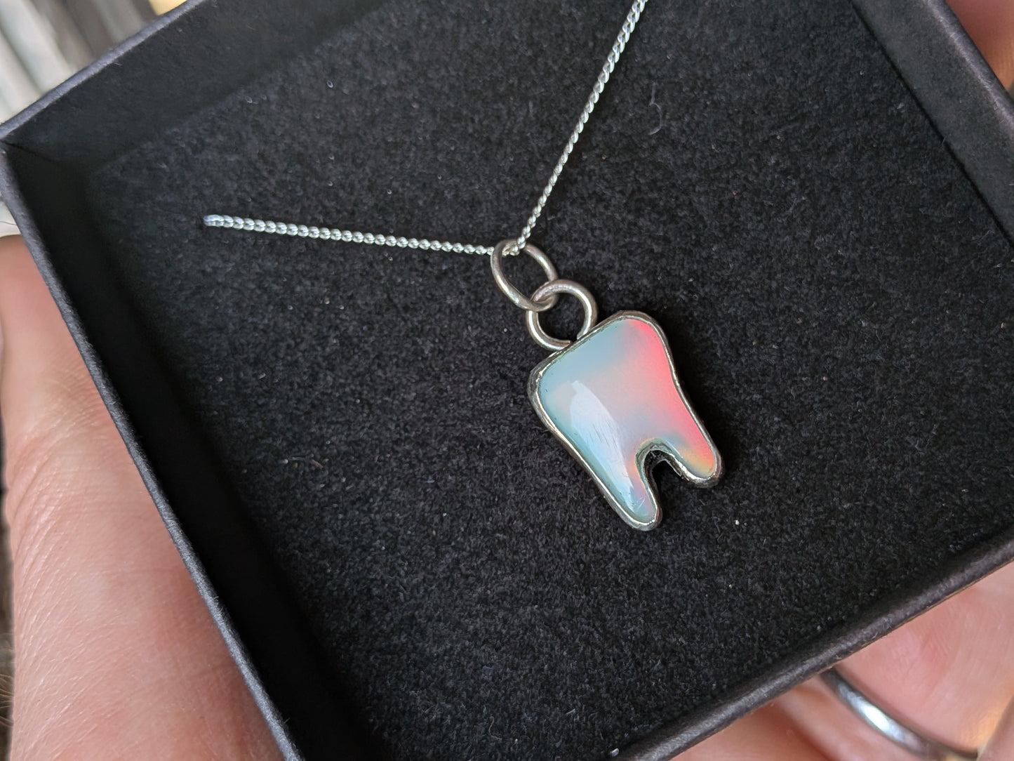 Aurora Opal Tooth Pendant