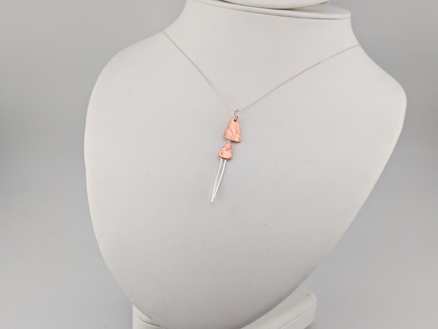 Copper and silver toadstool pendant