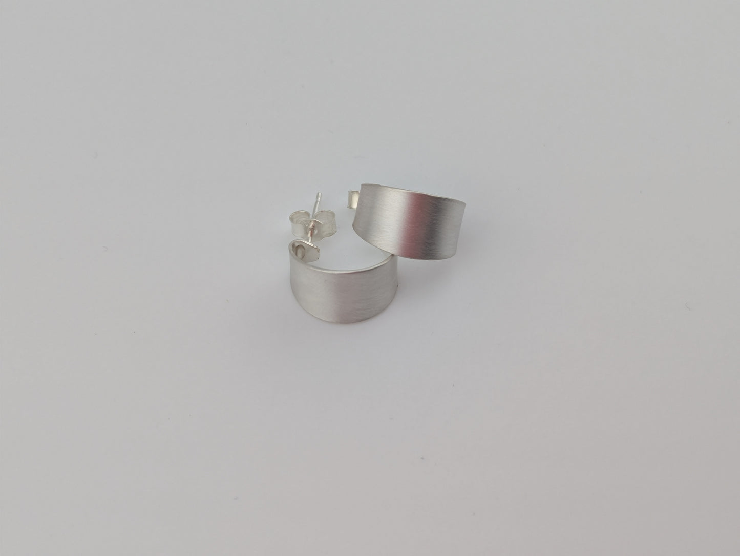 Brushed Silver Hoops