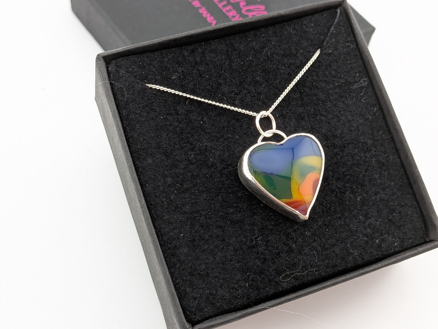 Rainbow Swirl Heart Pendant