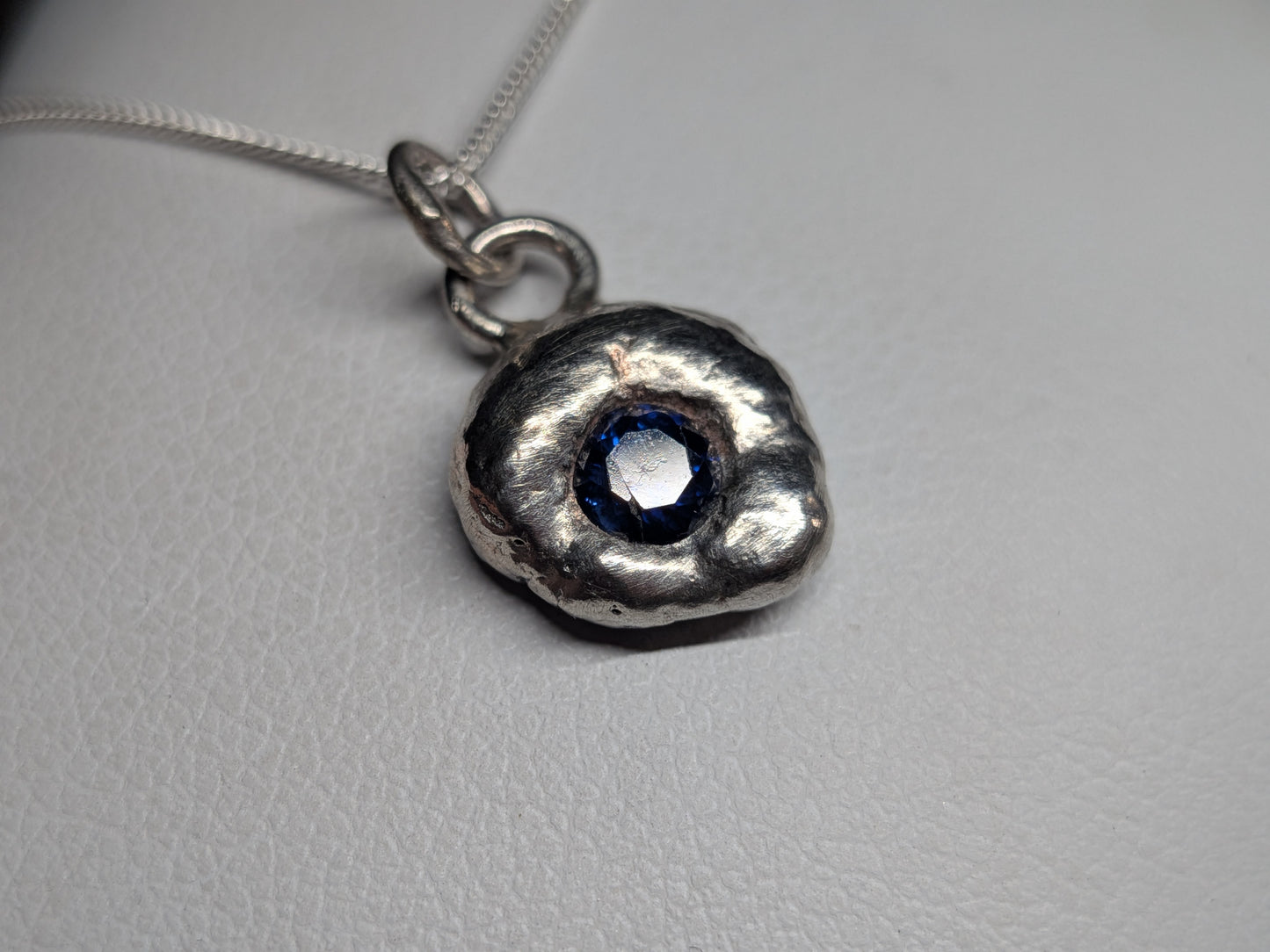 Nugget and Lab Sapphire Pendant