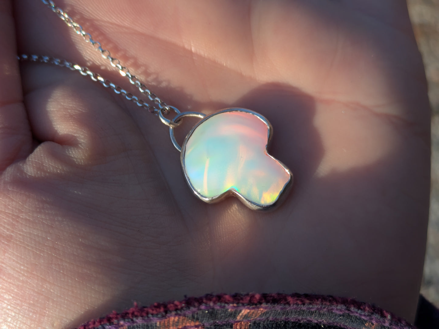 Aurora Opal Toadstool Pendant