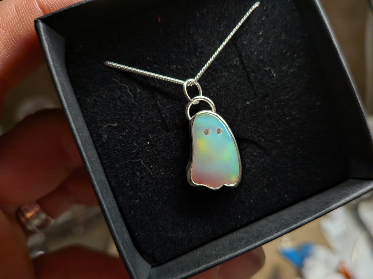 Iridescent Aurora Opal Ghost Pendant