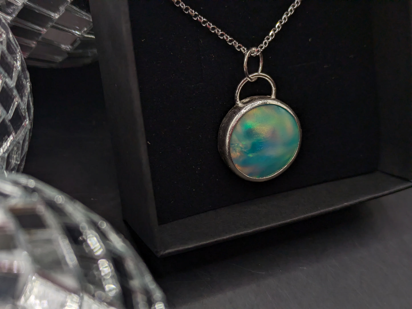 Sea Green Aurora Opal Necklace