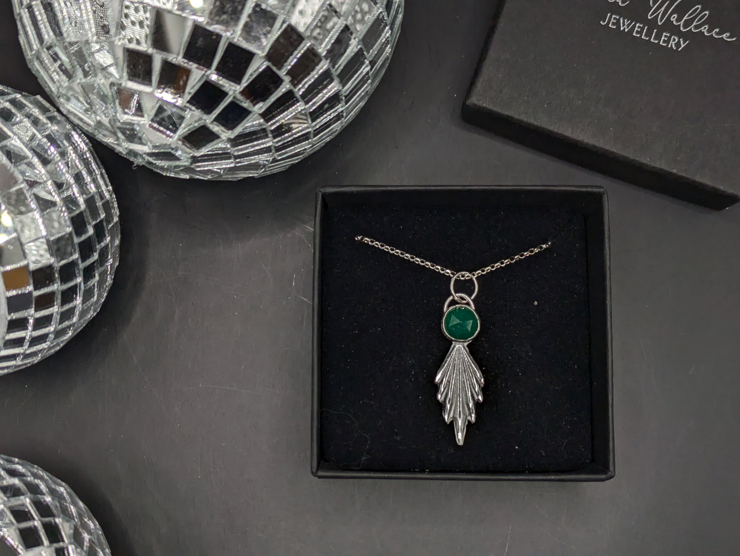 3D Fan and Green Agate Pendant