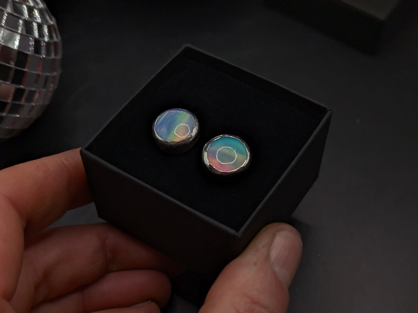 Baby Blue Aurora Opal Studs