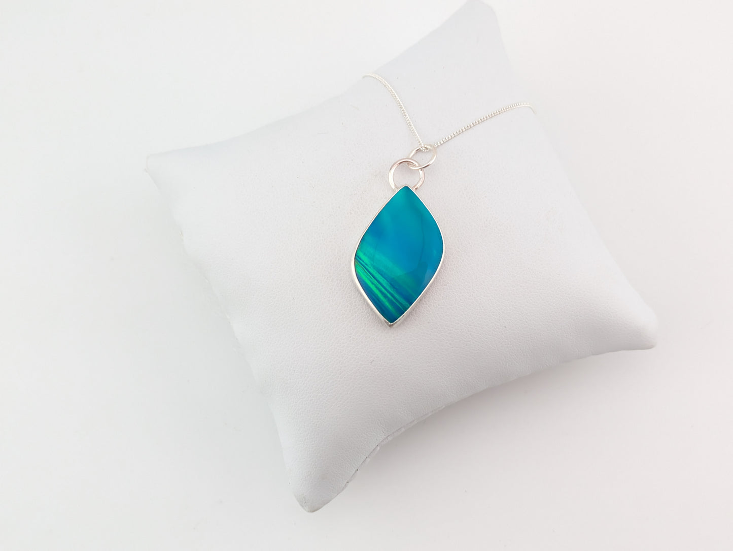 Blue Green Aurora Opal Pendant