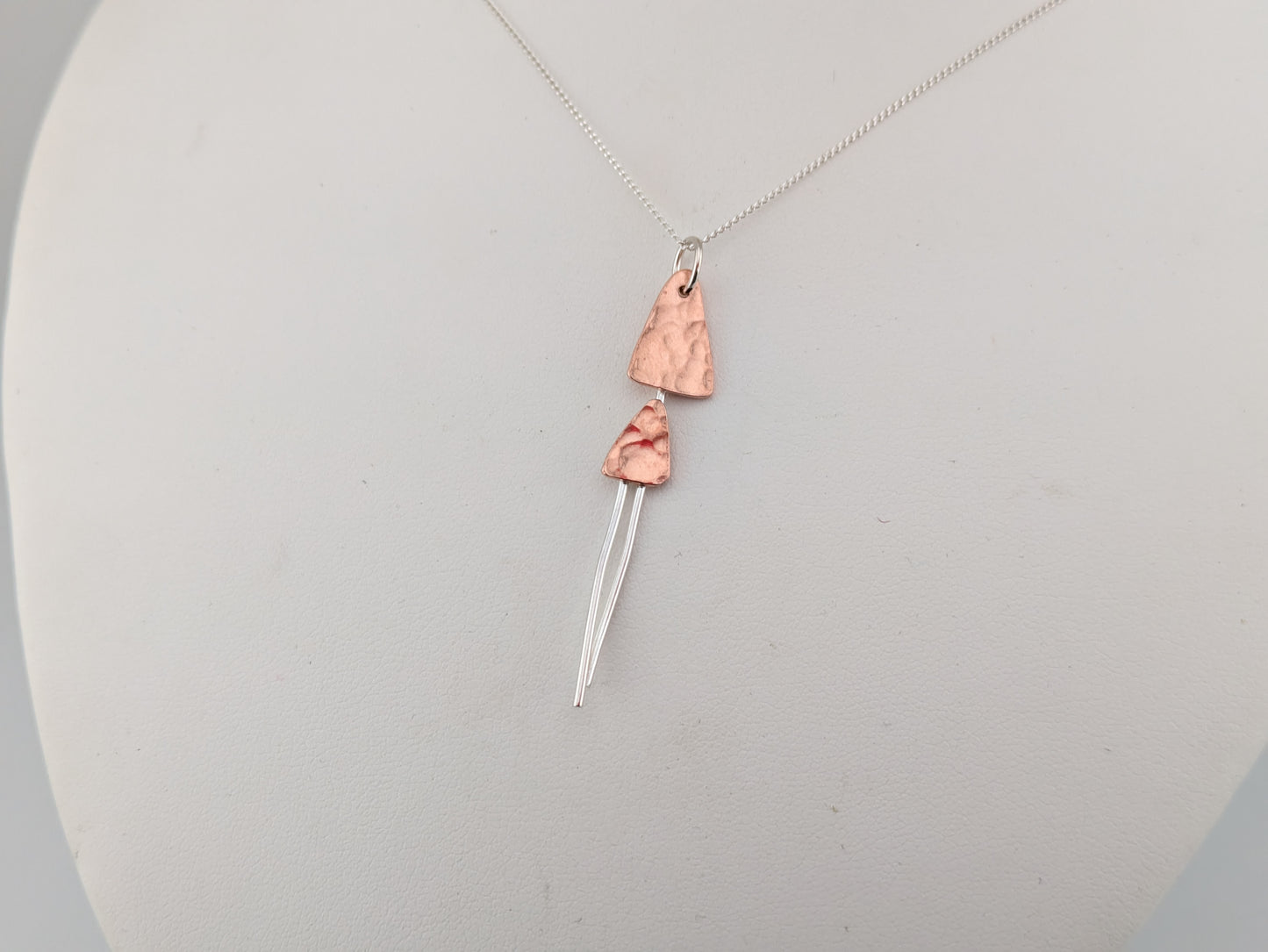 Copper and silver toadstool pendant