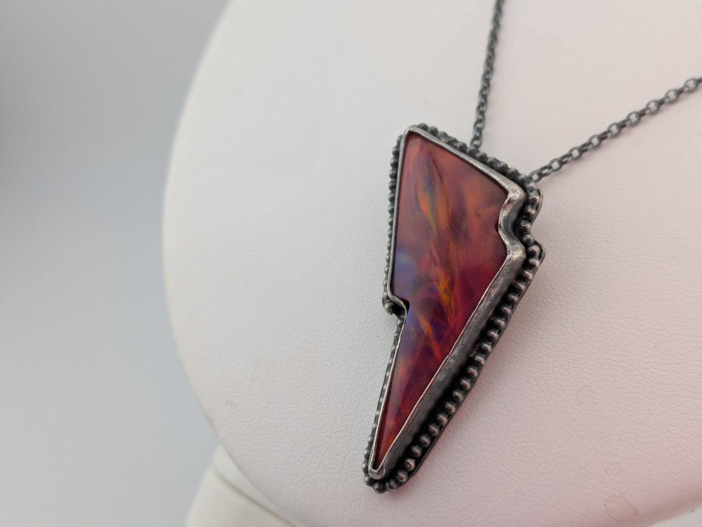 Red Aurora Opal Bolt Pendant
