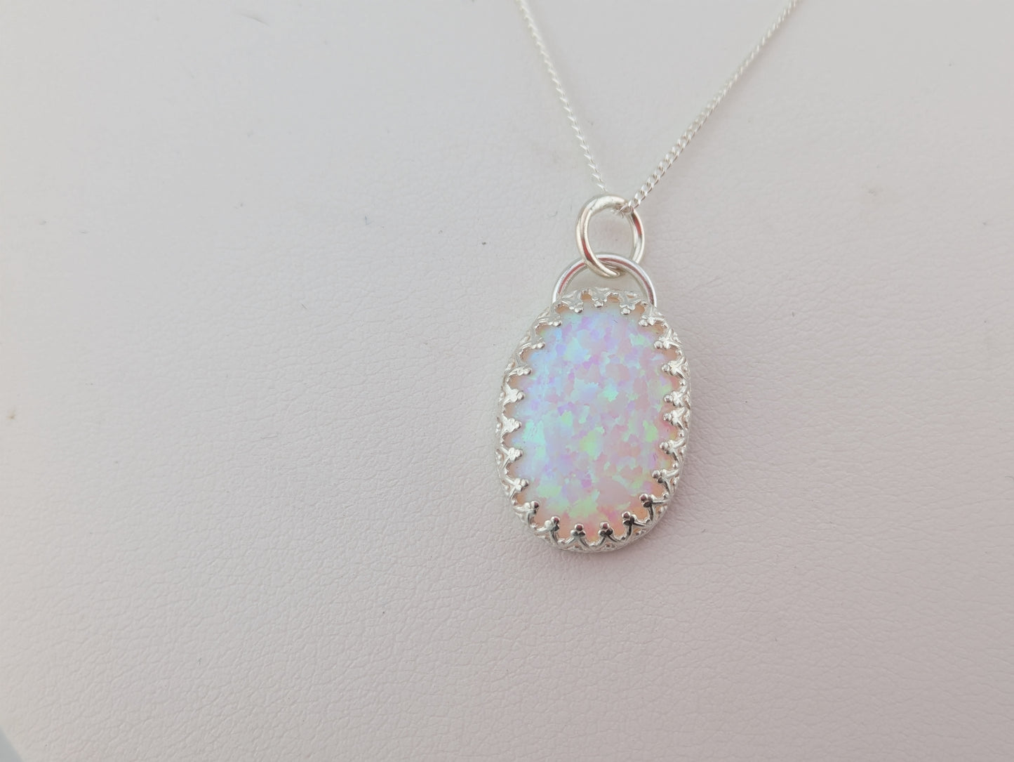 Oval Lab Created Opal Pendant