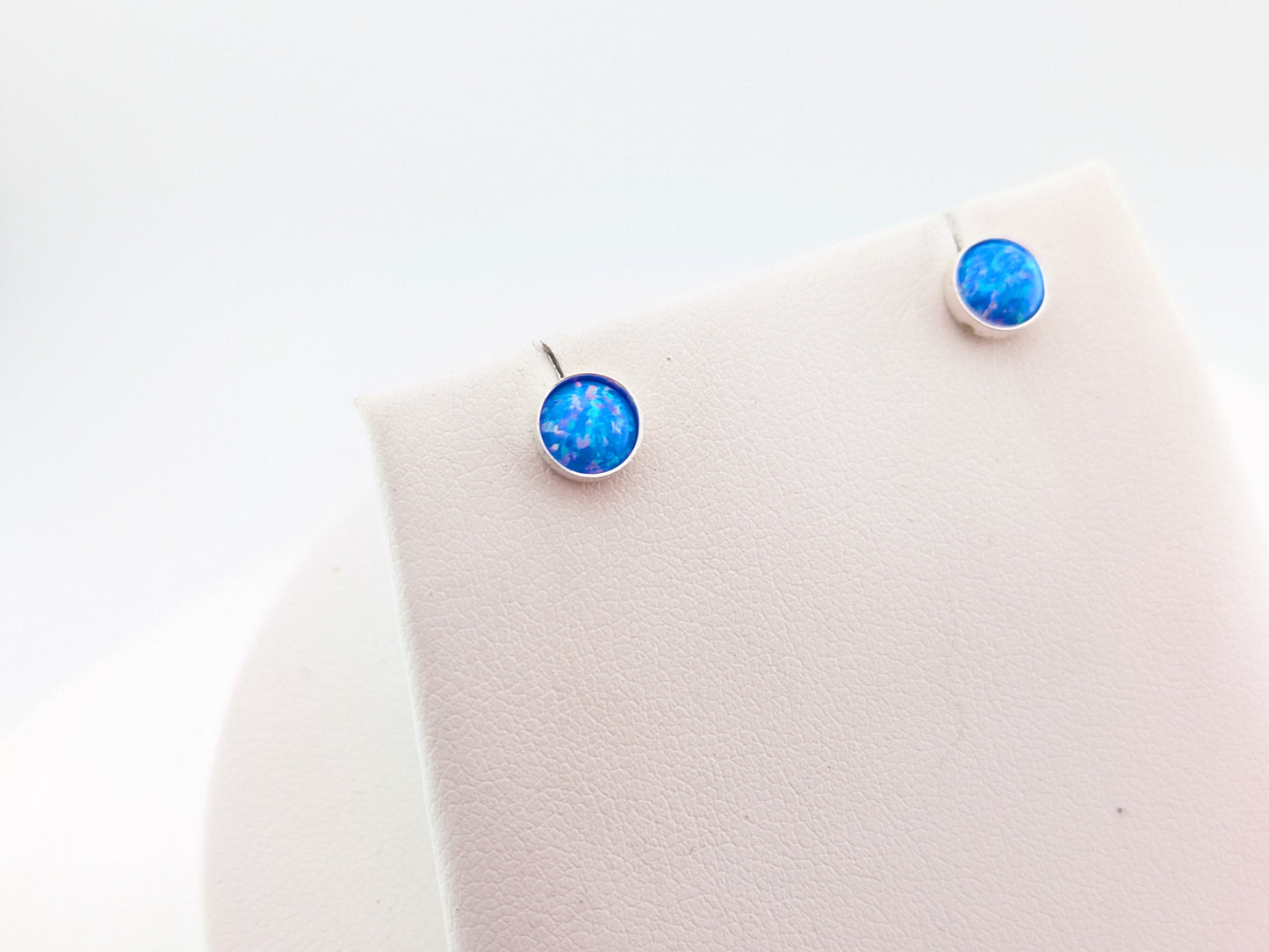 Cornflower Blue Lab Opal Sterling Silver Studs