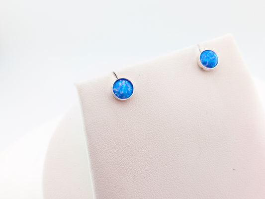 Cornflower Blue Lab Opal Sterling Silver Studs